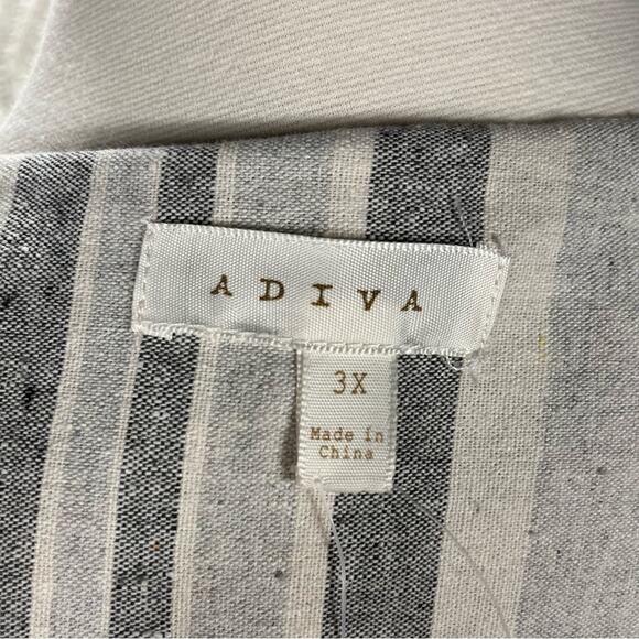 NWT ADIVA | Gray Striped Linen/Cotton Blend Lace Details Cardigan | Women's 3X - Picture 7 of 10